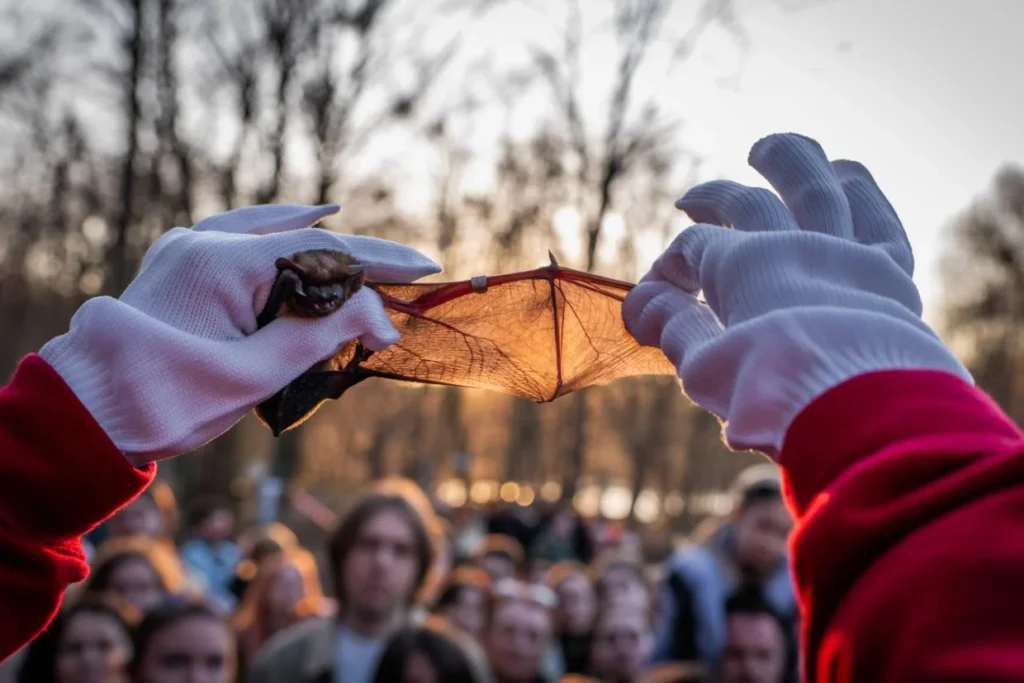 Ukrainians Celebrate Releasing Bats Rescued from War